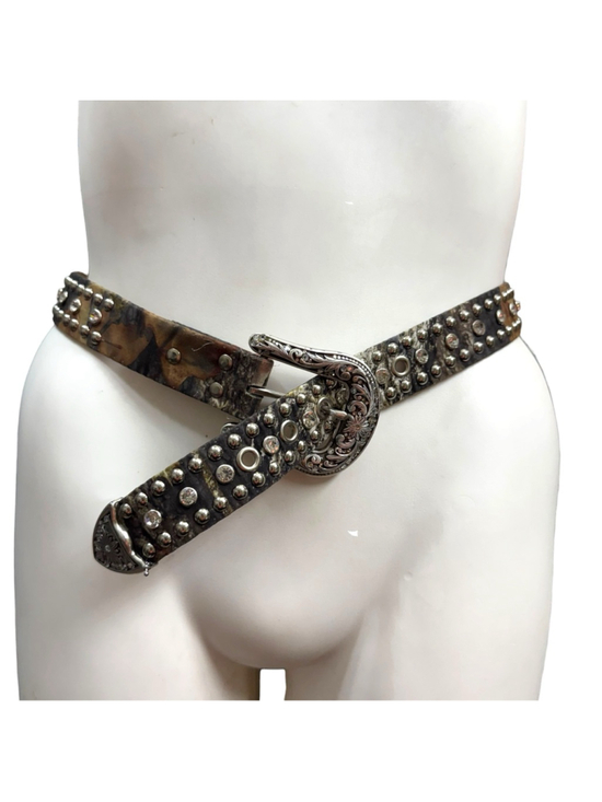 Nocona Accessories - Nocona Western Belt Women’s M Studded Rhinestone Camo Leather Silver Buckle 39.5